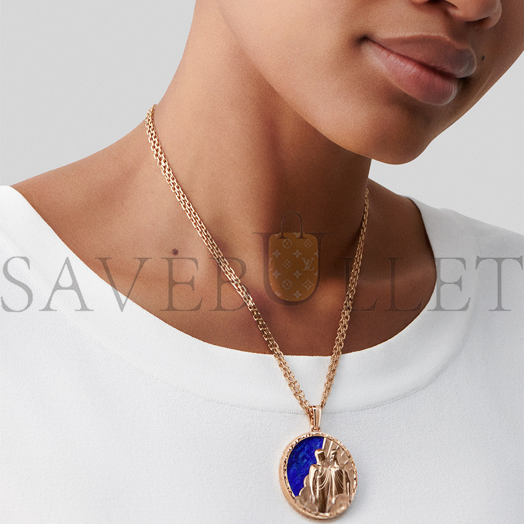 V*N CL*F arpels zodiaque long necklace geminorum (gemini) - rose gold, lapis lazuli    vcarp9rd00